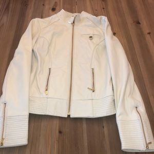 White lamb leather jacket